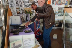 Paul and Phil setting up our 'Cowtown' exhibition Brixham Library.