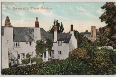 Coloured postcard St Mary's cottages.