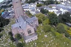 Drone view of St Mary's church and church yard.