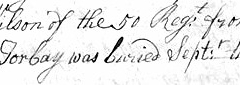 Burial Register detail.